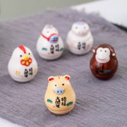 文创 ZAKKA日式创意礼品 陶瓷猫车载摆件 十二生肖招财猫不倒翁 - Image 3