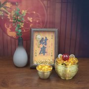 黄铜百福缸财库相框招财进宝小元宝摆件开业乔迁聚宝盆装饰品 - Image 3