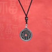 足银国潮朱砂山鬼花钱吊坠钱币平安扣项链配饰挂件钥匙文玩古钱币 - Image 4