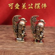 黄铜Q版关公卡通小人物关公关二爷复古装饰桌面茶宠工艺品小摆件
