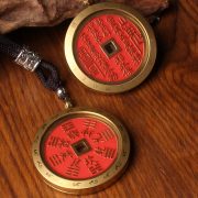 黄铜仿朱砂山鬼花钱吊坠随身挂件道家国风项链37-45礼物工艺品 - Image 3