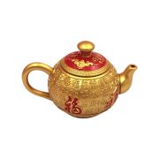 黄铜百福茶壶茶杯茶具套装青古色复古送礼物家居茶桌面摆件工艺品 - Image 5