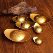 新款沙金色合金元宝大中小新中式客厅装饰品店铺开业摆件底部镂空 - Image 3