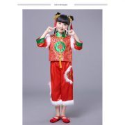 New Children's Festival Yangge Costume Red Performance Dancewear Traditional Chinese Ethnic Tang Suit Adult Stage Performance - Image 4