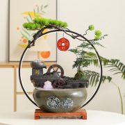 Lucky Flowing Water Fountain Ornament for Home Office Decoration Circular Water Feature Ideal Housewarming Gift - Image 4