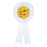 European and american new style white "birthday queen" corsage badge - gold birthday party badge/brooch wholesale