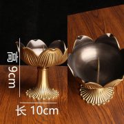 Bronze Candlestick for Buddhist Worship Lotus and Eight Treasures Pattern Metal Craftwork for Temple Decoration - Image 2