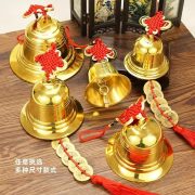 Large Size Pure Brass Hammered Bell Clear Sound Metal Bell For Carriage Temple Indoor Use Chinese Knot Ornament Custom Metal Medal Badge - Image 2