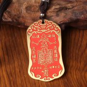 黄铜朱砂太岁将军令吊坠项链护身符挂件平安财运享通好运佩戴礼物