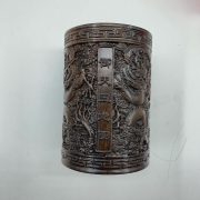 黑檀木笔筒复古雕刻中国风笔筒工艺品摆件商务办公实木笔筒批发 - Image 3