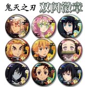 New Arrival Custom Metal Medal Badge Anime Ghost Slayer Double Flash Emblem Student Cartoon Novelty Book Bag Decor Wholesale - Image 4