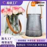 定制手提玻璃花瓶 ins风水培鲜花绿萝 客厅摆件网红装饰玻璃花瓶