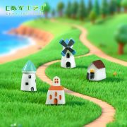 Customizable Decorative Windmill House Ornament Succulent Landscape Decoration Creative Resin Craft House Castle Design - Image 2