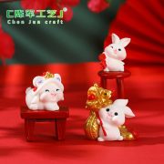 Adorable Customizable Decorative Ornaments Lion Dance New Year Rabbit Resin Garden Artistry Festive Home Decor Accessories - Image 5