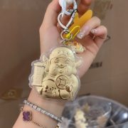 Water Cave Golden Yuanbao招财 Cat Keychain Mobile Phone Accessory Custom Metal Medal Badge Wealth And Fortune Cat Business Gift - Image 4