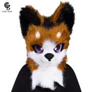 Furry Japanese Wolf Dog Head Custom Mascot Costume Plush Animal Suit Headset for Cosplay Events and Performances