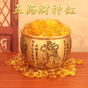 黄铜五路财神聚宝缸招财进宝聚财米缸装饰礼品摆件开运纳福摆件