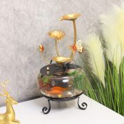 Creative Mini Fish Tank Circulating Water Fountain Ornament for Wealth Attraction Home Living Room Office Desktop Decor