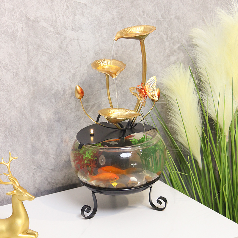 O1CN01KPFIGV1gZUqbjtvGV_2664154156-0-cib.jpg Creative Mini Fish Tank Circulating Water Fountain Ornament for Wealth Attraction Home Living Room Office Desktop Decor - Image 1
