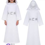 星球大战cosplay服装 万圣节女款连帽长袍 莱娅公主白色长裙礼服