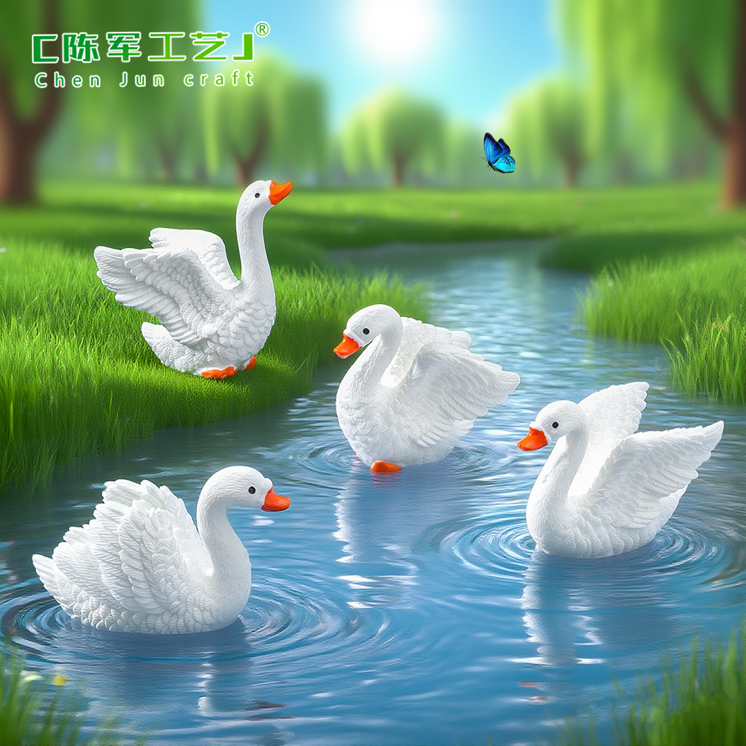 O1CN01Kk2cXC1cadg4m21FY_1031983617-0-cib.jpg Customizable Decorative Swan Figurine Artificial Mountain Landscape Accessory for Eco-Pot Bonsai Custom Resin Craft - Image 1