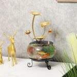 Glass Fish Tank Water Fountain Ornament for Desktop Home Office Front Desk Landscape Decoration Continuous Flow Design