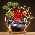Creative Wealth Cat Flowing Water Fountain Ornament for Living Room Office Decor Desktop Circular Water New Chinese Style Gift Opening