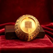 创意黄铜米缸招财百福缸聚宝盆卧室客厅冰箱桌面摆件黄铜百福水缸 - Image 4