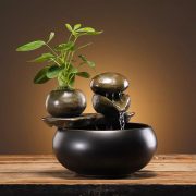 Minimalist Small Size Ceramic Water Fountain Decoration Chinese Zen Style Office Desk Study Room Tea Table Decorative Item - Image 2