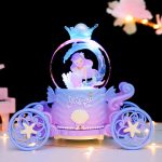 Princess Mermaid Castle Music Box with Rotating Carousel Customizable Decorative Ornament Resin Craft Gift for Girls Birthday