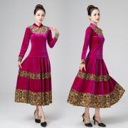 New Adult Stage Performance Costume Velvet Long Sleeve Maxi Skirt For Square Dance Autumn Winter Classic National Dance Outfit - Image 5