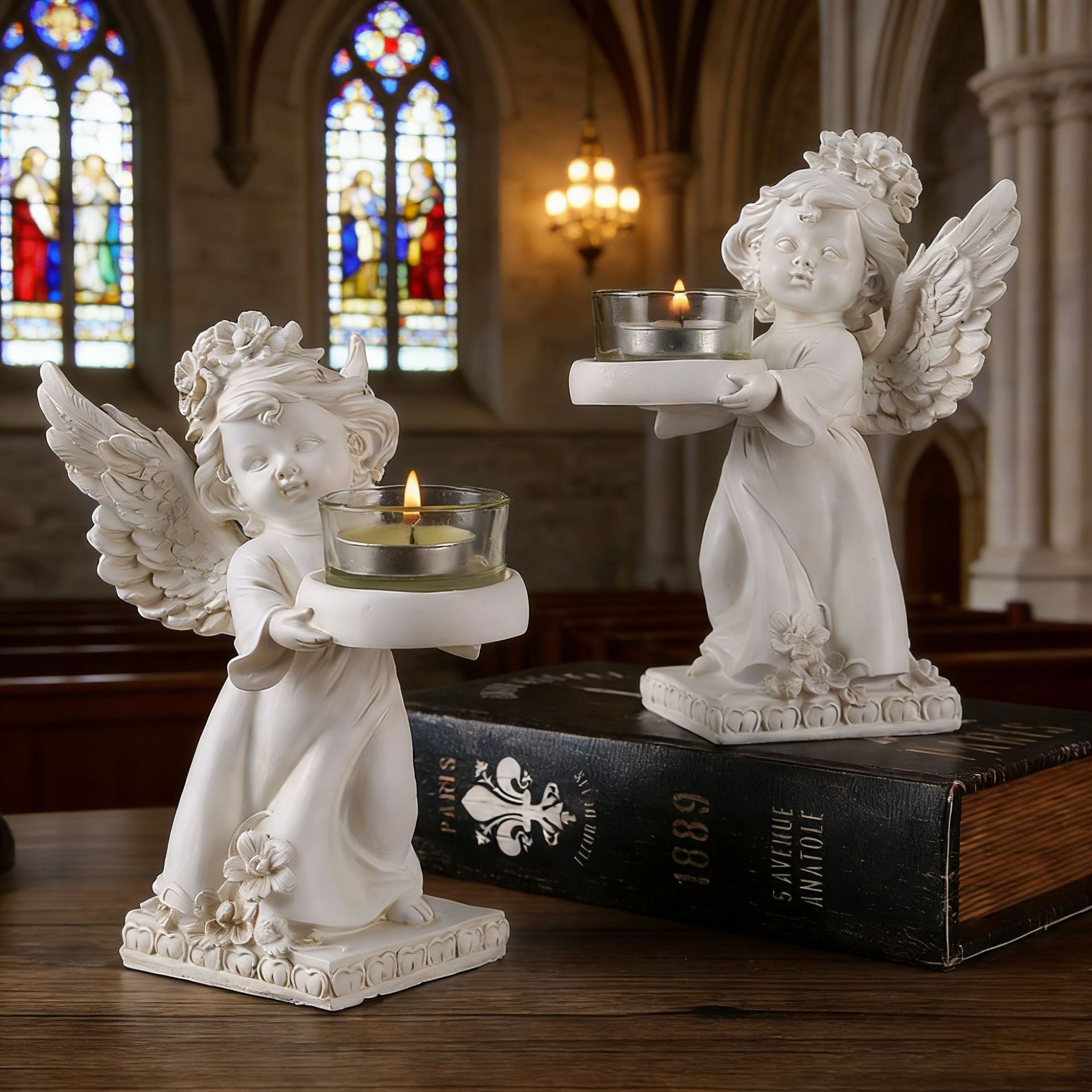 O1CN01LOrMNu29939WjcbUB_2217216968024-0-cib.jpg European Style Angel Candelabra Resin Decorative Ornaments Customizable Home Desktop Decoration Romantic Dinner Atmosphere Props - Image 1