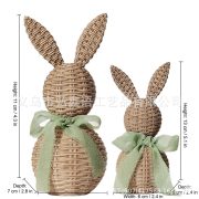 Creative Easter Decorative Rabbit Ornament Customizable Wickerwork Style Home Desktop Decoration Festival Atmosphere Gift - Image 3