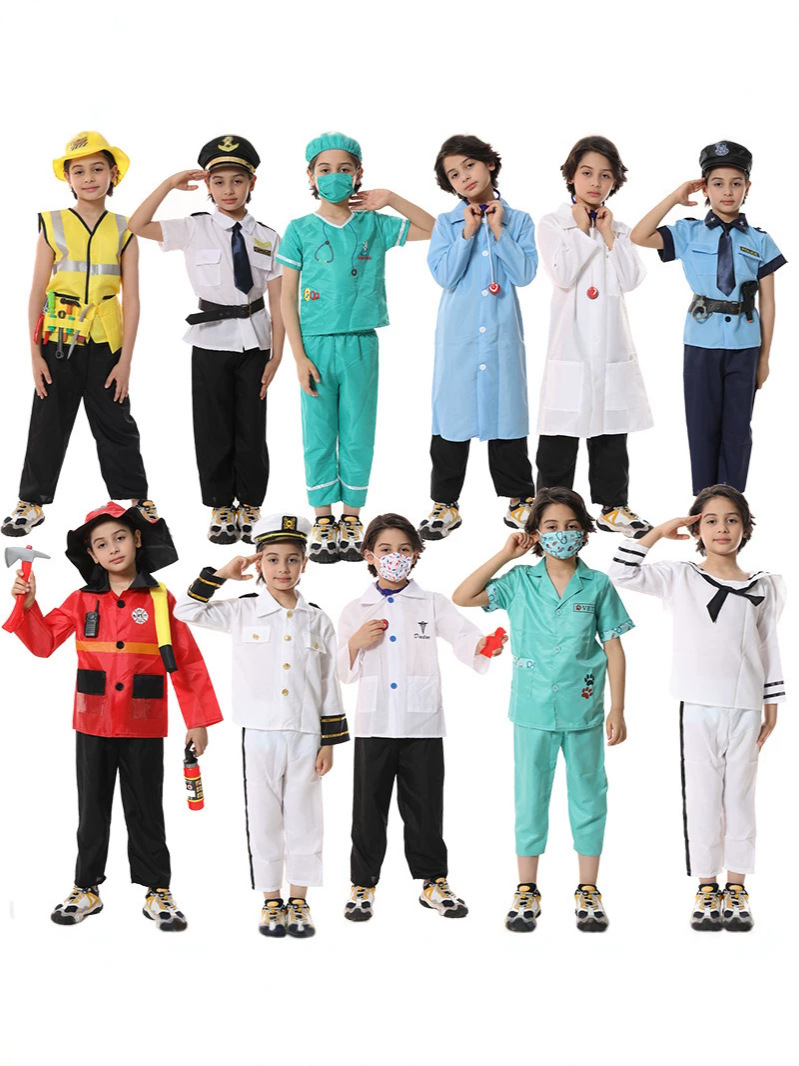 O1CN01LUvZOW2GtUdjZeDab_3870279073-0-cib.jpg Halloween Children's Police Firefighter Lawyer Doctor Nurse Engineer Camouflage Performance Costumes for Adults - Image 1