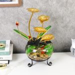 Simplified Home Water Flow Ornament Glass Aquarium Wealth-Causing Circular Water Desk Decoration Suitable for Front Desk Living Room Office Opening Gifts