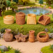 Creative Miniature Customizable Decorative Wicker Basket Bamboo Woven DIY Decoration Accessories Resin Craft Small Ornament - Image 3