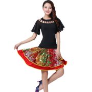 New Latin Dance Square Dance Performance Costume Sequin Skirt Bell Sleeve Dance Outfit Festival Performance Adult Stage Costume - Image 5