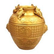 Bronze Four-Sided Wealth Attracting Cauldron Relief Patterned Money Jar for Living Room Office Business Opening Decorations - Image 5