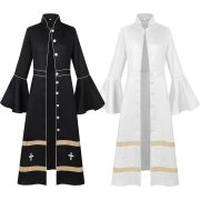 欧美复古暗黑风长款外套cos服万圣节纯色女士连衣裙长袍角色扮演