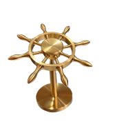 Solid Brass Nautical Compass Steering Wheel Tabletop Decorative Craft Rotatable Boat Rudder Custom Metal Medal Badge Gift - Image 5