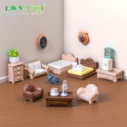 Customizable Miniature Resin Sofa Coffee Table Cabinet Decorative Ornament for Dollhouses DIY Decoration Accessories