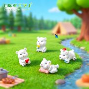 悠闲小熊微景观diy盆景多肉装饰摆件树脂动物抱爱心吃冰淇淋小熊 - Image 2