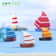 Creative Dual-Sail Miniature Boat Decorative Ornaments Customizable Handmade Resin Craft for Eco-Ball Ocean Scenery Decoration - Image 2
