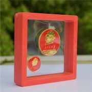 Custom Metal Medal Badge Red Emblem Chairman Mao Round Moon Chest Badge Service For People 3.5cm Transparent Red Box