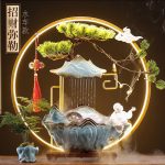 Flowing Water Fountain Ornament Circular Water Landscape Decoration for Living Room Office Desktop Ideal Housewarming Gift Opening Present