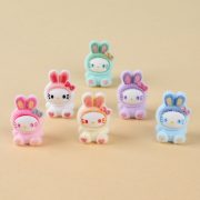 Customizable Decorative Rabbit Resin Ornament Cute Gradient Flocking Design Creative Handmade DIY Jewelry Accessories - Image 4