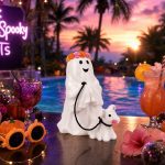 Customizable Decorative Ghost Ornament for Halloween Home Yard Decoration Resin Craft Easy Customization for Festive Atmosphere