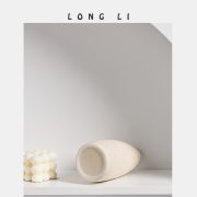 隆利陶瓷花瓶ins侘寂风创意摆件办公桌家居客厅装饰插花干花花器 - Image 5