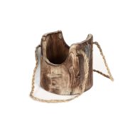 Handmade Wooden Decorative Ornament American Vintage Style Green Plant Flower Pot Hanging Basket Carbonized Utility Tray - Image 3