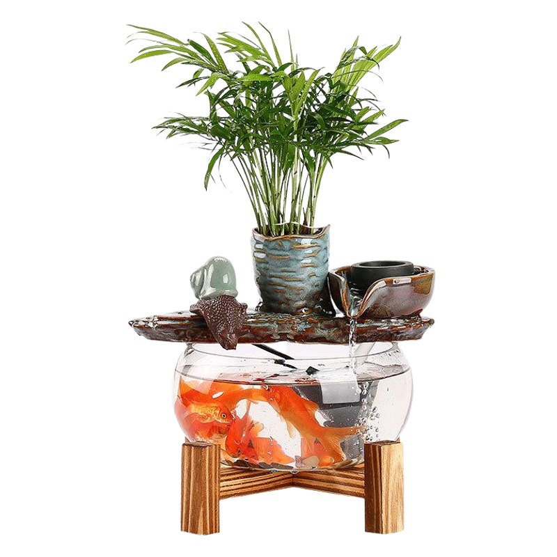 O1CN01Ntz5qG1Bs2vLBfObH_0-0-cib.jpg New Chinese Style Miniature Fish Tank Automatic Flowing Water Fountain Desktop Decoration Creative Business Opening Gift - Image 1